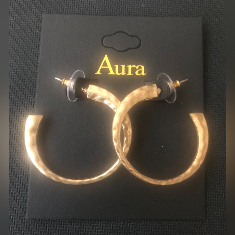 Aura Hammered Gold Hoop Earrings